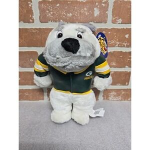 Vintage Green Bay Packers Football Bulldog Mascot Plush Stuffed Animal NFL 1998